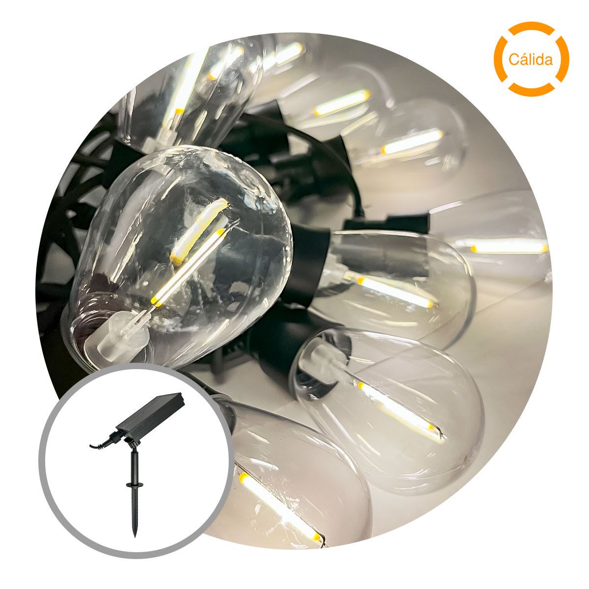 GUIRNALDA SOLAR 10 LEDS 6.5 METROS - BLANCO CÁLIDO