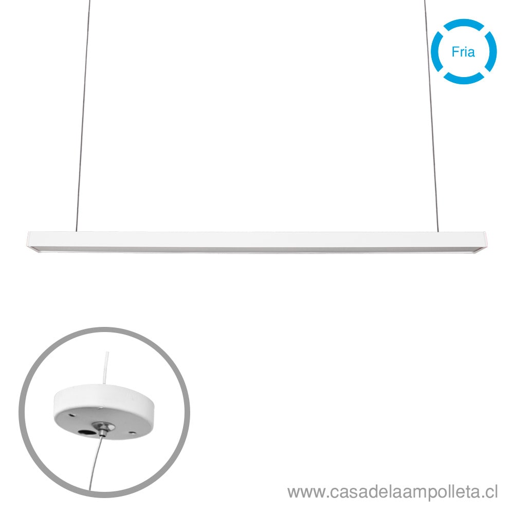 LAMPARA LED LINEAL PENDANT 36W 120CM BLANCO- BLANCO FRIO (6000K)