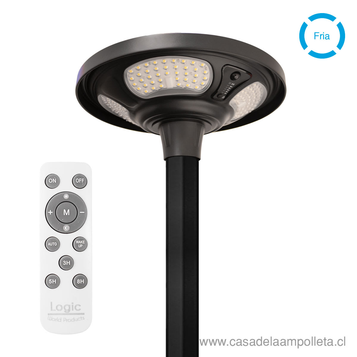 PAGODA FAROLA LED SOLAR  IP65 400W CON CONTROL REMOTO - BLANCO FRÍO (5000K)