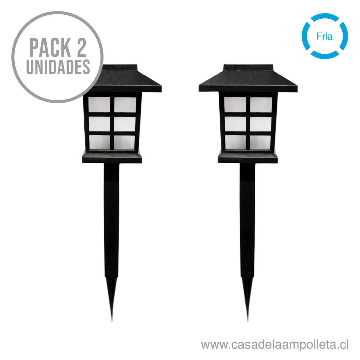 PACK 2 UDS - FOCO ESTACA SOLAR - BLANCO FRÍO (6000K)