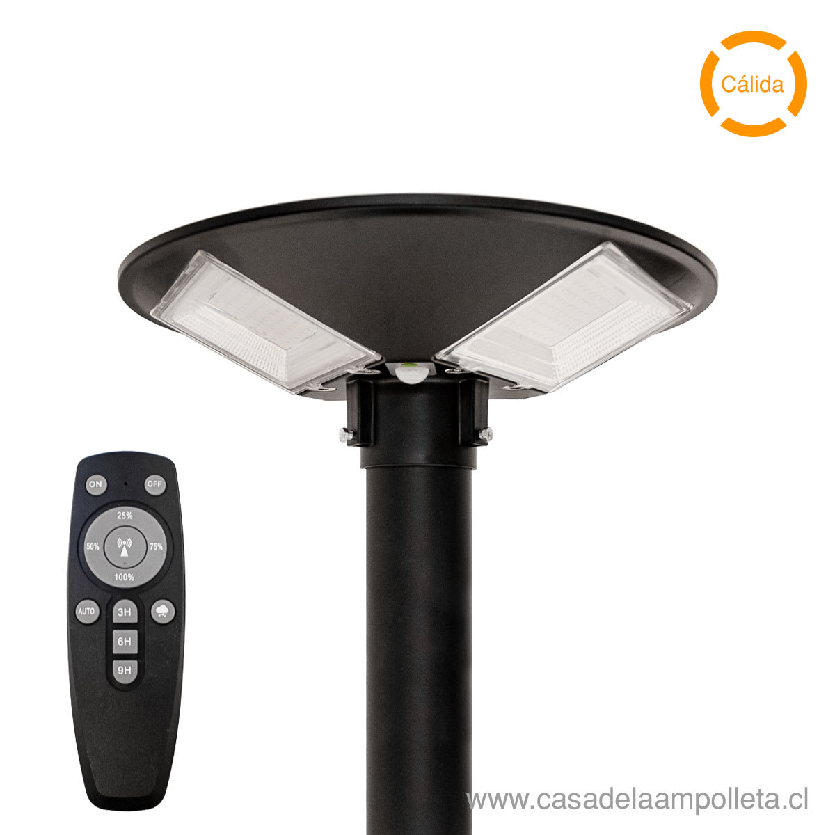 PAGODA LED SOLAR IP65 150W CON CONTROL REMOTO - BLANCO CÁLIDO (3000K)