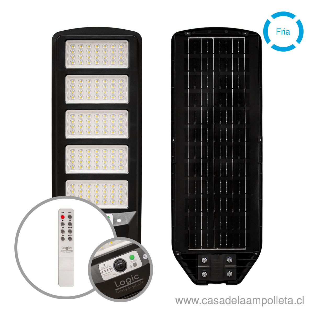LUMINARIA PUBLICA LED PEATONAL SOLAR 250W S02 - BLANCO FRÍO (6500K)