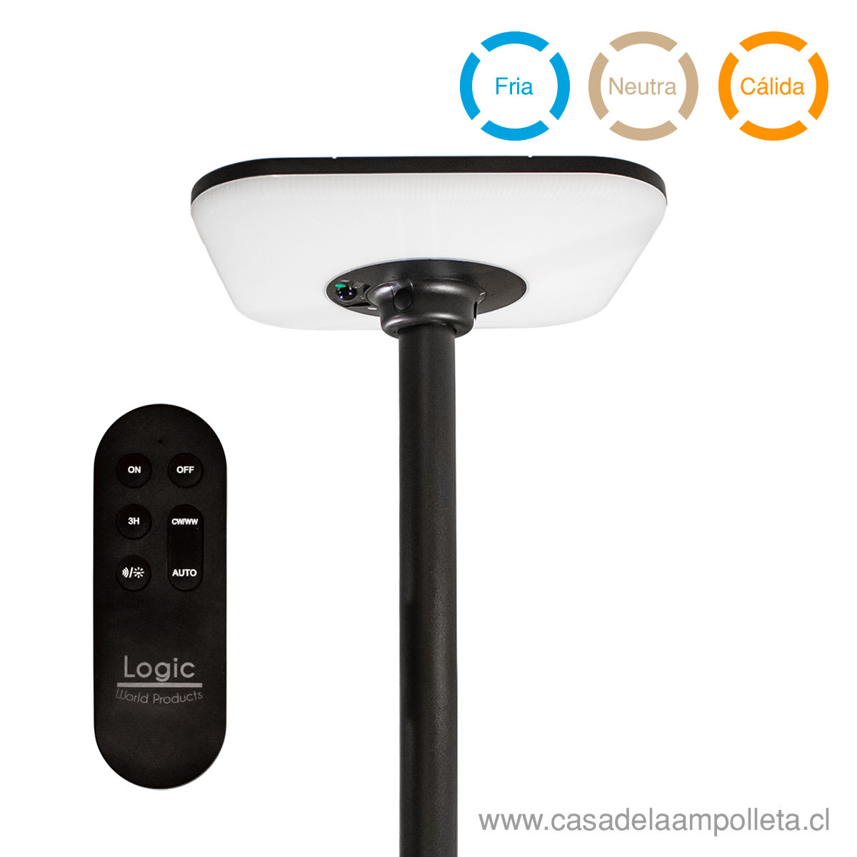 PAGODA LED SOLAR CUADRADA IP65 250W CON CONTROL REMOTO - BLANCO CÁLIDO, NEUTRO Y FRÍO