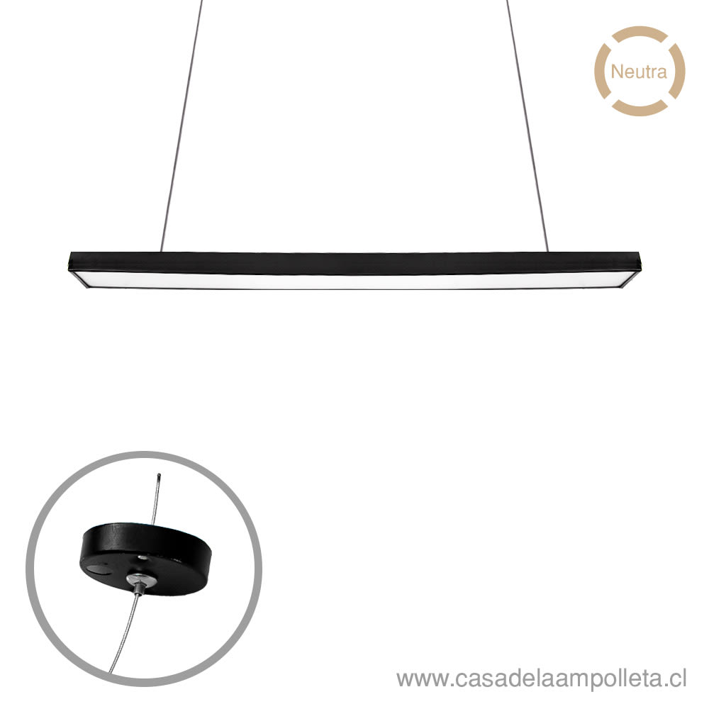 LAMPARA LED LINEAL PENDANT 60W 120CM NEGRO - BLANCO NEUTRO (4000K)