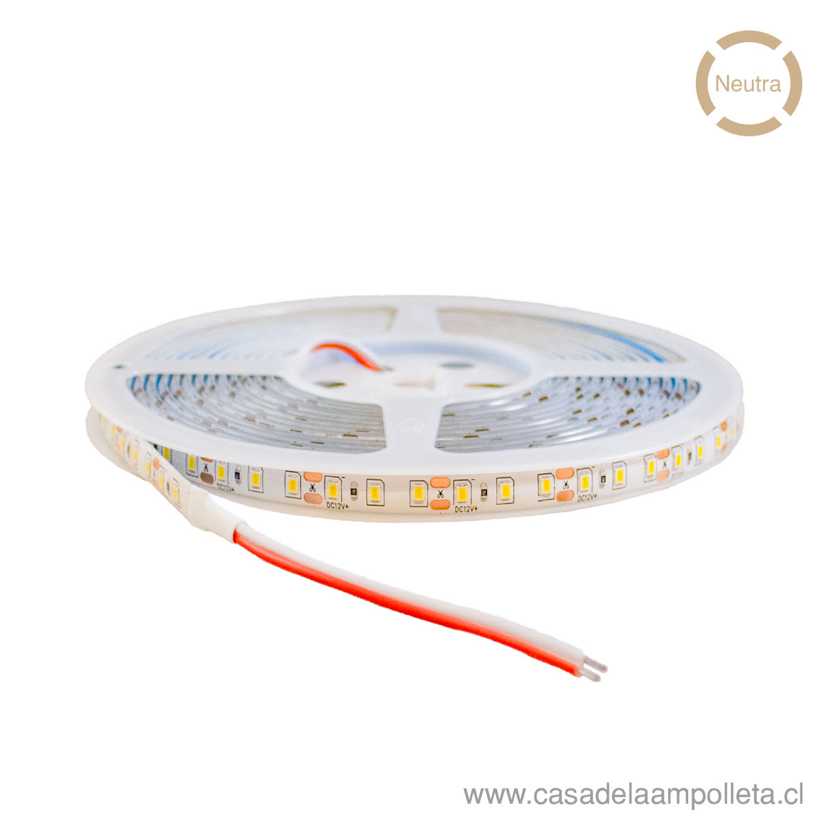 CINTA LED ROLLO 5 MTS 2835 12V CON SILICONA - BLANCO NEUTRO (4000K)