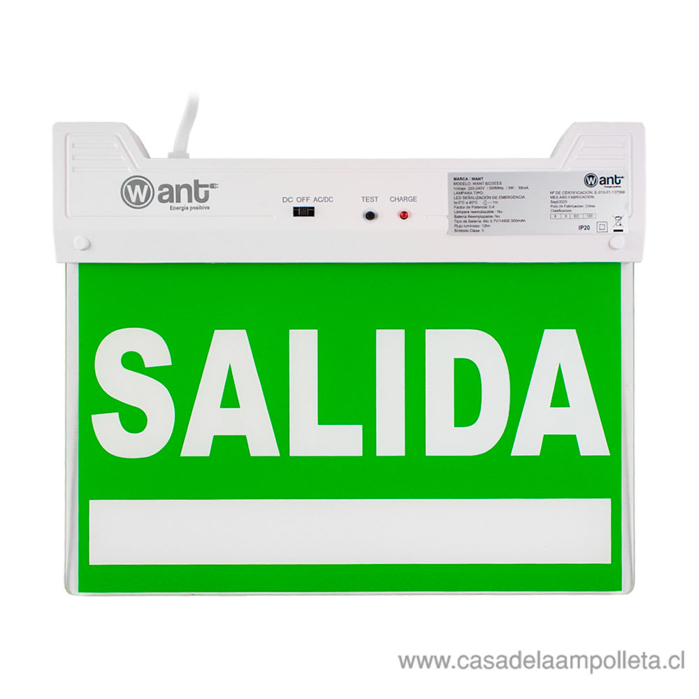 SEÑALÉTICA DE PALABRA SALIDA LED VERDE - 3W