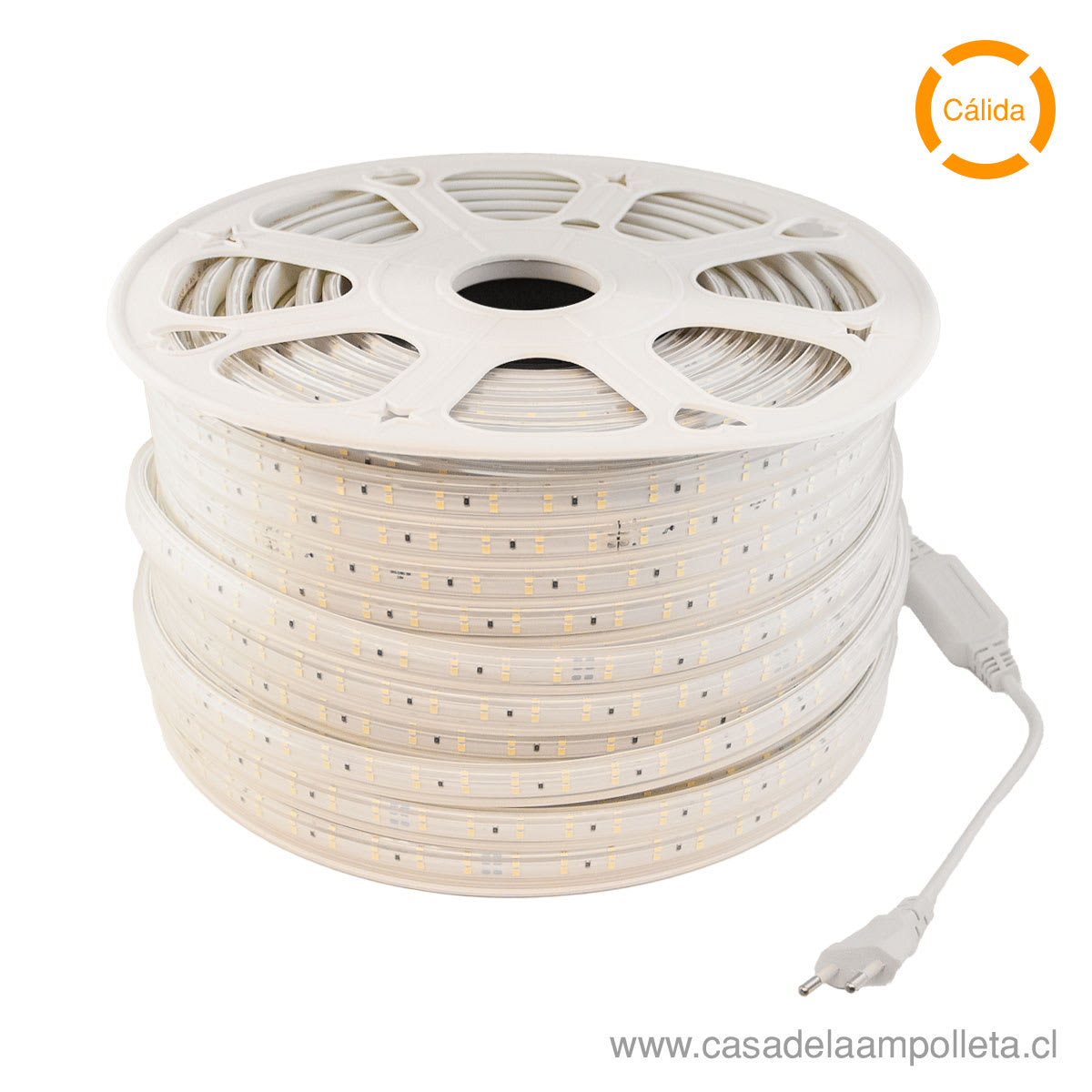 CINTA LED 220V ROLLO DE 100 METROS - BLANCO CÁLIDO (3000K) + CONTROLADOR