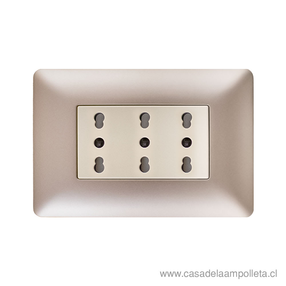 ENCHUFE TRIPLE PUENTEADO 10/16A - CHAMPAGNE
