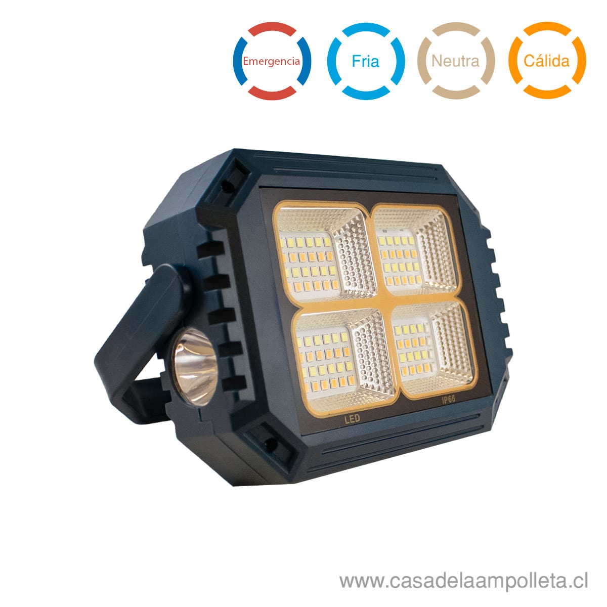 PROYECTOR LED RECARGABLE SOLAR Y CABLE USB 160W