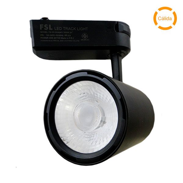 FOCO LED PARA RIEL 35W NEGRO - BLANCO CÁLIDO (3000K)