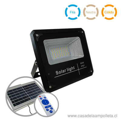 PROYECTOR LED 60W CON PANEL SOLAR Y CONTROL REMOTO - BLANCO FRÍO, CÁLIDO Y NEUTRO - L.A. POWER1
