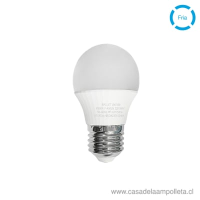 AMPOLLETA LED BOLA G45 6W E27 - BLANCO FRÍO (6500K)
