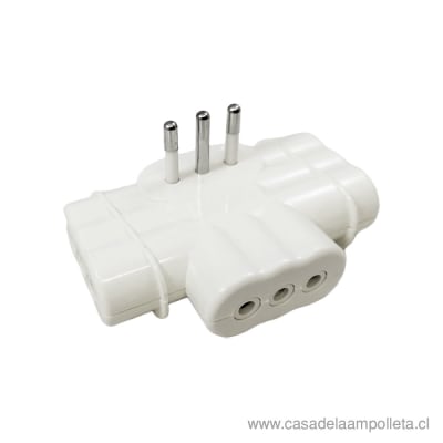 ENCHUFE ADAPTADOR TRIPLE PLANO CON PROTECCIÓN - MARFIL