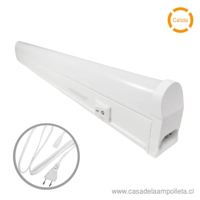 EQUIPO LED LINEAL T5 9W 60CM CON INTERRUPTOR - BLANCO CÁLIDO (3000K)