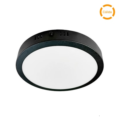 PANEL LED REDONDO SOBREPUESTO 24W NEGRO - BLANCO CÁLIDO (3000K)