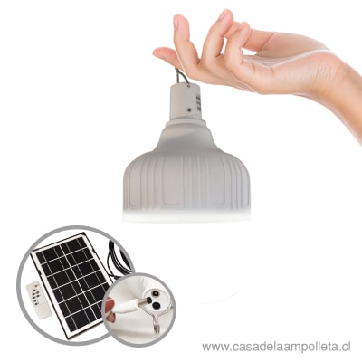 AMPOLLETA LED 50W RECARGABLE SOLAR Y CABLE USB - BLANCO FRÍO (6500K)1