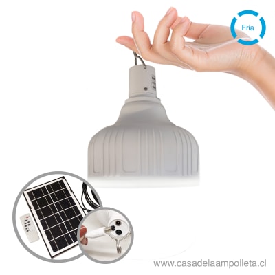 AMPOLLETA LED 100W RECARGABLE SOLAR Y CABLE USB - BLANCO FRÍO (6500K)1