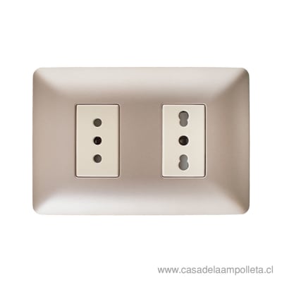 ENCHUFE DOBLE 10A + 10/16A - CHAMPAGNE1