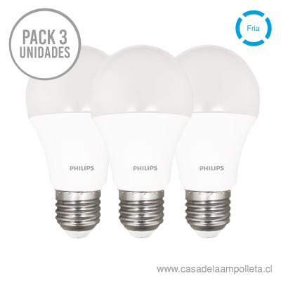PACK 3 UDS - AMPOLLETA LED A60 9W (65W) - BLANCO FRÍO (6500K) - PHILIPS