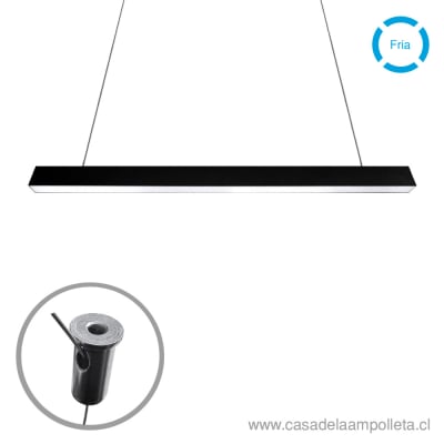 LAMPARA LED LINEAL PENDANT 40W 120CM NEGRO - BLANCO FRÍO (6000K)