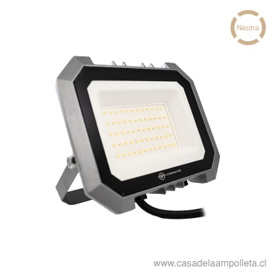 PROYECTOR LED PLANO 50W GRIS - BLANCO NEUTRO (4000K)