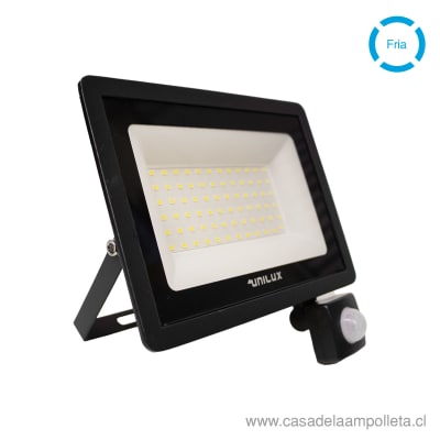 PROYECTOR LED PLANO 50W CON SENSOR DE MOVIMIENTO - BLANCO FRÍO (6500K) - UNILUX
