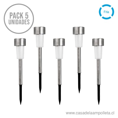 PACK 5 UDS - FOCO ESTACA SOLAR - BLANCO FRÍO (6000K)