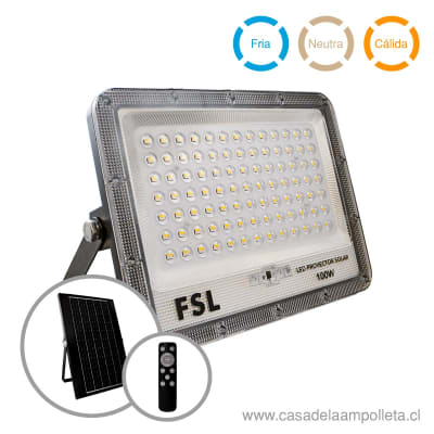 PROYECTOR LED 100W CON PANEL SOLAR Y CONTROL REMOTO - BLANCO CÁLIDO, NEUTRO Y FRÍO1