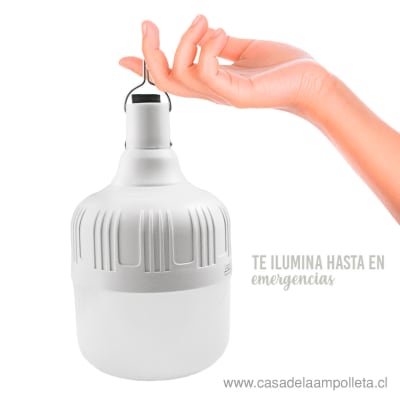 AMPOLLETA LED 50W RECARGABLE SOLAR Y CABLE USB - LOGIC1