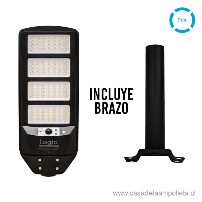 LUMINARIA PUBLICA LED PEATONAL SOLAR 200W S02 - BLANCO FRÍO + SOPORTE/BRAZO A MURO1