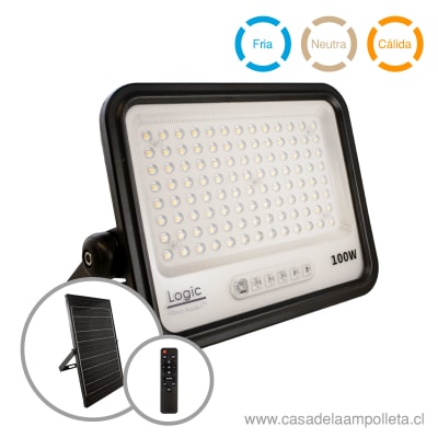 PROYECTOR LED 100W CON PANEL SOLAR Y CONTROL REMOTO - 7 TONOS DE LUZ BLANCA1