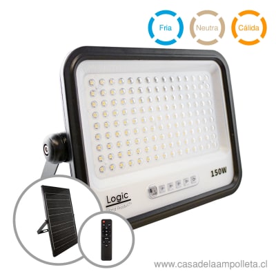 PROYECTOR LED 150W CON PANEL SOLAR Y CONTROL REMOTO - 7 TONOS DE LUZ BLANCA1