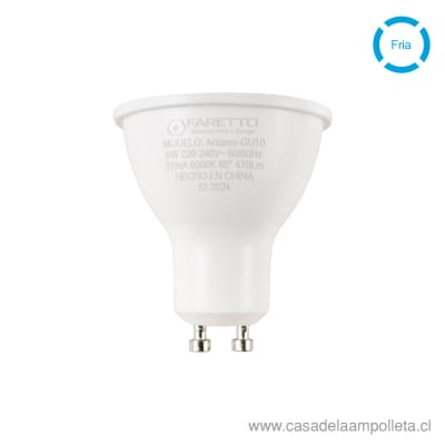 AMPOLLETA LED GU10 6W - BLANCO FRIO (6000K) - FARETTO