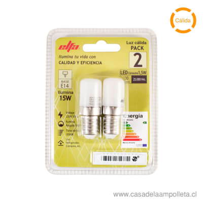 PACK 2 UDS - AMPOLLETA LED E14 1,5W (15W) - BLANCO CÁLIDO (3000K)1