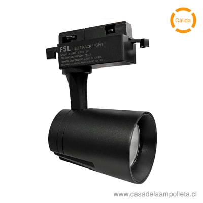 FOCO LED PARA RIEL 15W  NEGRO - BLANCO CÁLIDO (3000K)