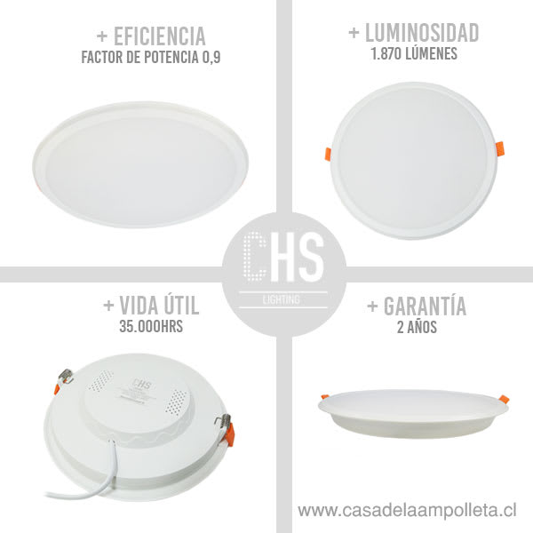 PANEL LED REDONDO EMBUTIDO 22W - BLANCO FRÍO - CHS | Casa de la Ampolleta