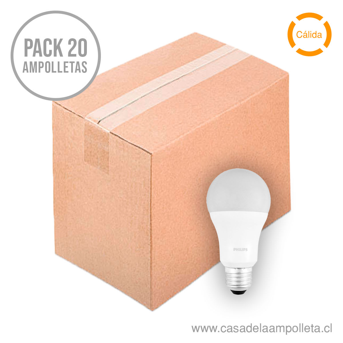 PACK 20 UDS - AMPOLLETA LED A60 15W (100W) - BLANCO CÁLIDO (3000K) - PHILIPS