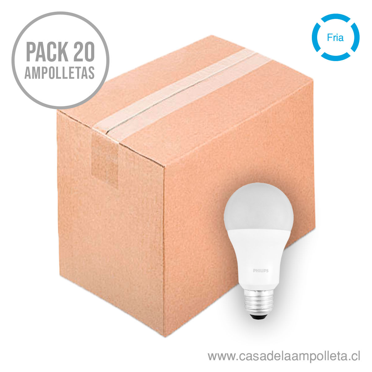 PACK 20 UDS - AMPOLLETA LED A60 13W (95W) - BLANCO FRÍO (6500K) - PHILIPS