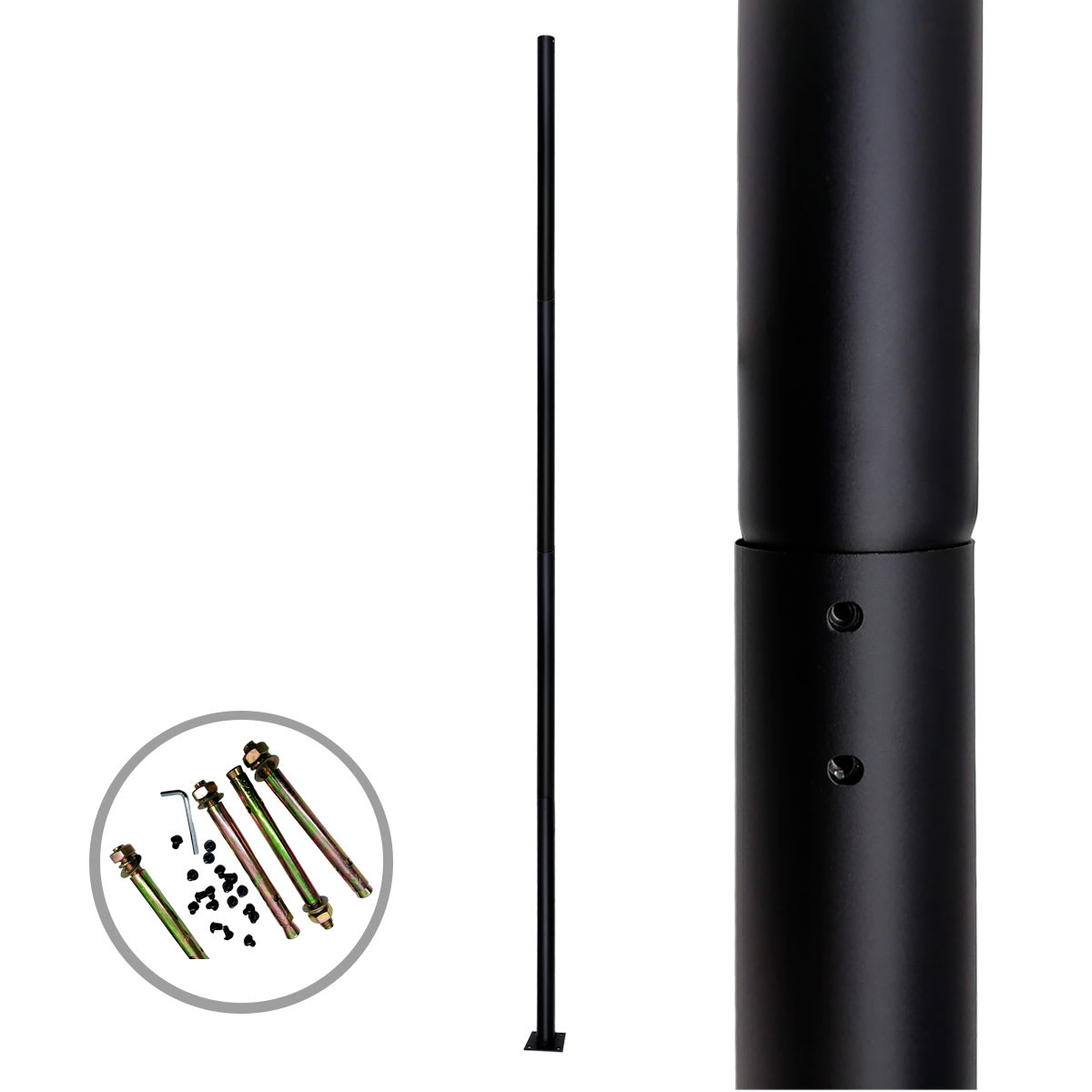 POSTE METALICO CON BASE 4 METROS ARMABLE - NEGRO