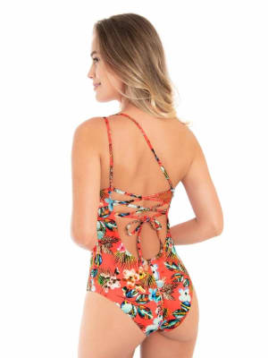 Traje De Baño Floral Coral Traje De Baño Floral Coral