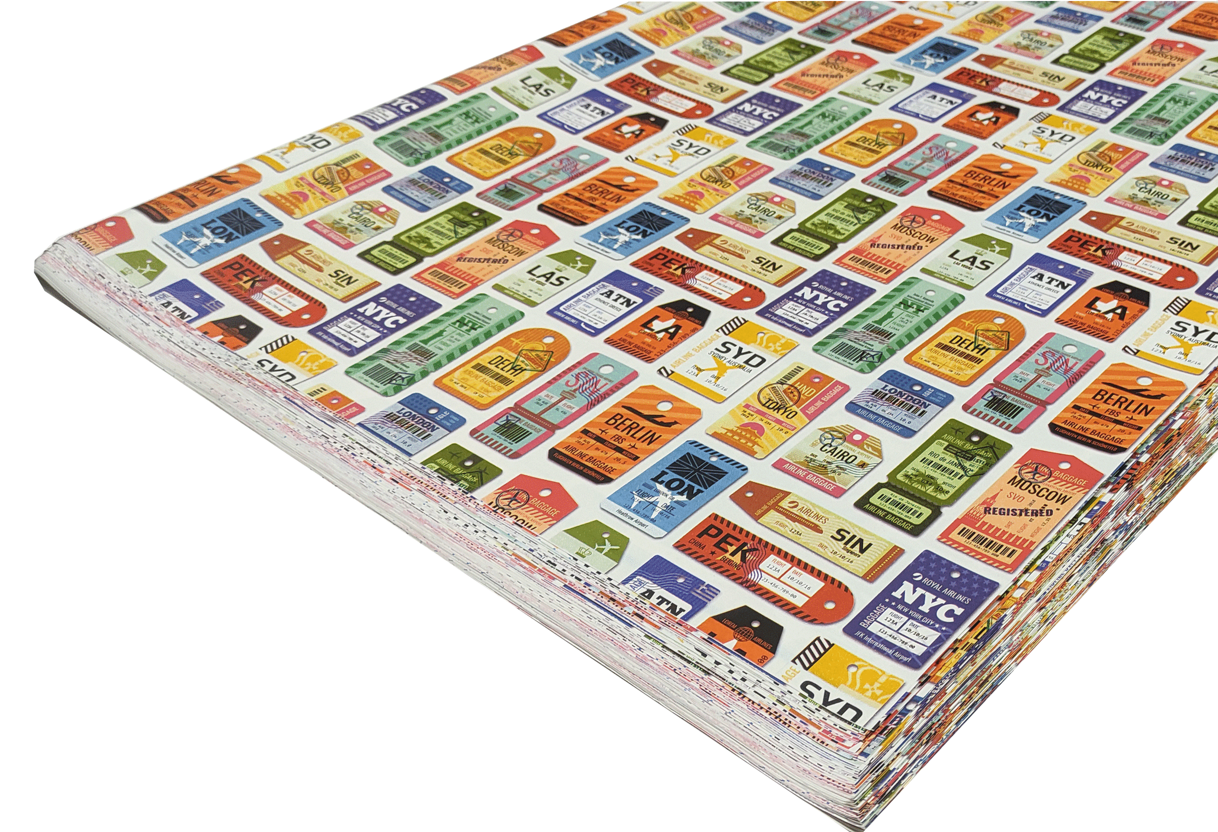 Papel con diseño etiquetas ciudades 0.7 x1m (BOL)