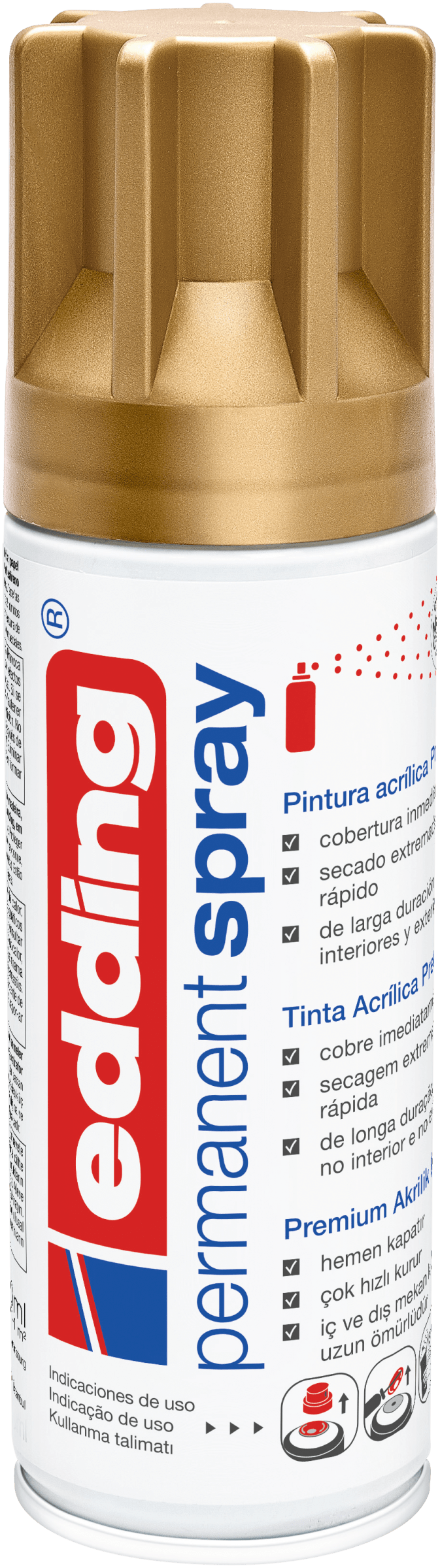 Spray permanente de pintura acrílica de alta gama Edding E-5200 Dorado Mate