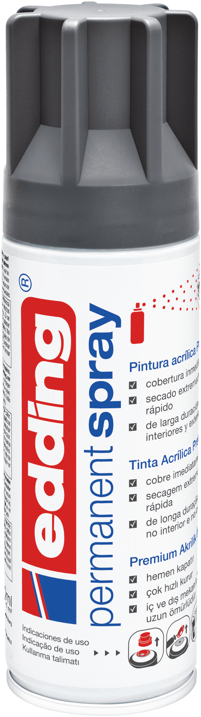 Spray permanente de pintura acrílica de alta gama Edding E-5200 Gris oscuro Mate