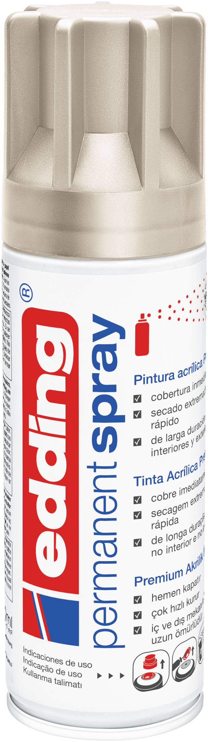 Spray permanente de pintura acrílica de alta gama Edding E-5200 Dorado Champaña Brillante