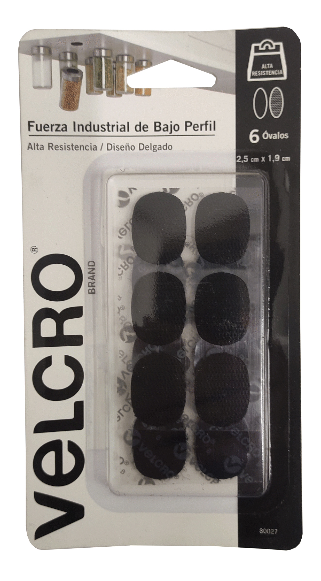 Sujetador Con Adhesivo 6 Ovalos 2.5 Cms X 1.9 Cms Negro