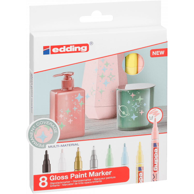 Set 8 marcadores Óleo Permanente Edding E-751 Metalico