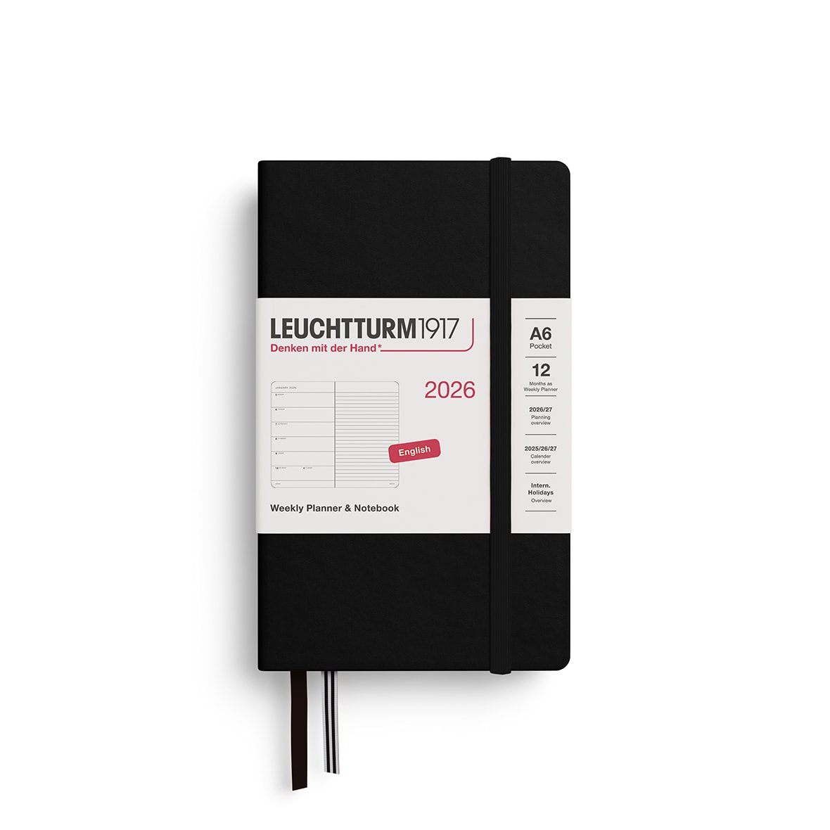 LEUCHTTURM1917 372670 weekkalender & notitieboek Pocket (A6) 2026, inkt, Engels