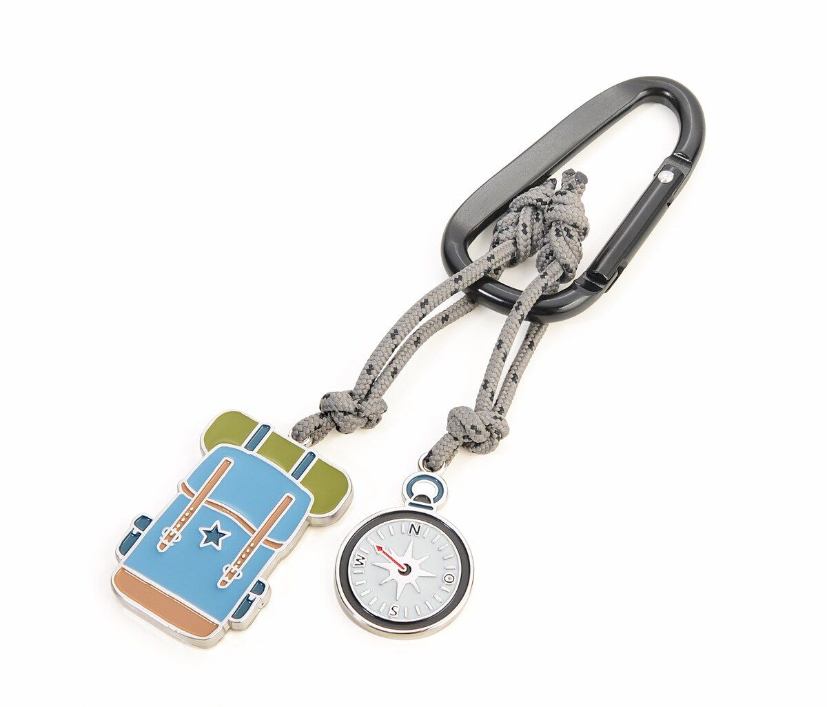 Llavero Troika 2 colgantes Mochila senderismo y Brújula Multicolor