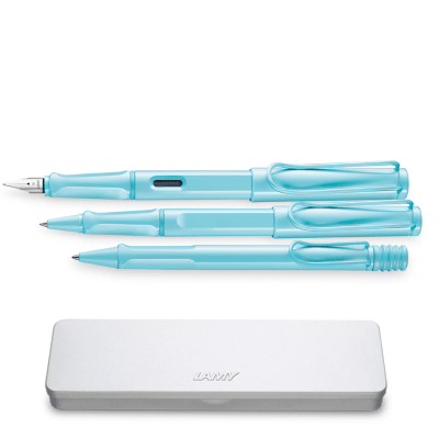 Set Lamy Safari Pluma + Roller + Boligrafo Aquasky1