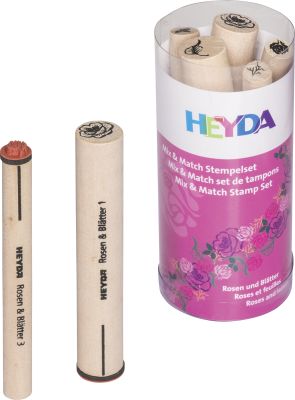 Timbre de madera Rosas y hojas x 5 uds1